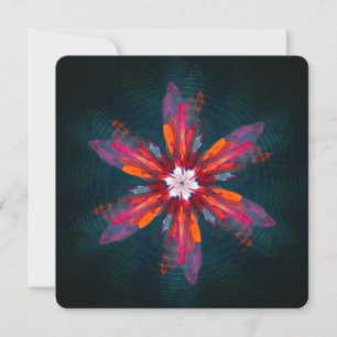 Blumen-Mandala-Blüten Orange Rot Blau Abstrakt Einladung