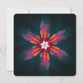 Blumen-Mandala-Blüten Orange Rot Blau Abstrakt Einladung