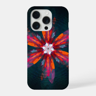 Blumen-Mandala-Blüten Orange Rot Blau Abstrakt iPhone 15 Pro Hülle