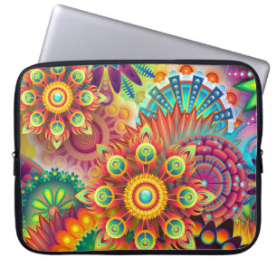 Blumen-Mandala-Collage psychedelisches Muster Laptopschutzhülle