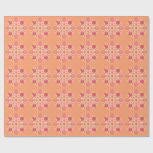 Blumen-Mandala-Illustration auf einem pfirsichfarb Geschenkpapier