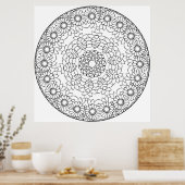 Blumen-Mandala-Malvorlage mit Gänseblümchenblätter Poster (Küche)