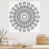 Blumen-Mandala-Malvorlage mit tränenförmigen Schic Poster (Küche)
