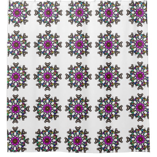 Blumen-Mandala-Muster Duschvorhang (Vorderseite)