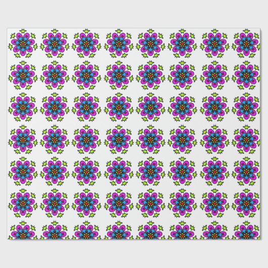 Blumen-Mandala-Muster Geschenkpapier (Flach)