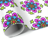 Blumen-Mandala-Muster Geschenkpapier (Rolleneckpunkt)