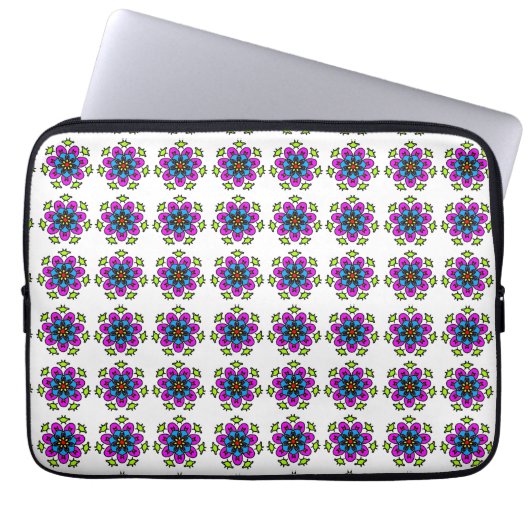 Blumen-Mandala-Muster Laptopschutzhülle (Vorderseite)
