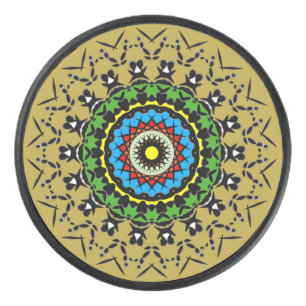 Blumen-Mandala-Nahtlos Eishockey Puck