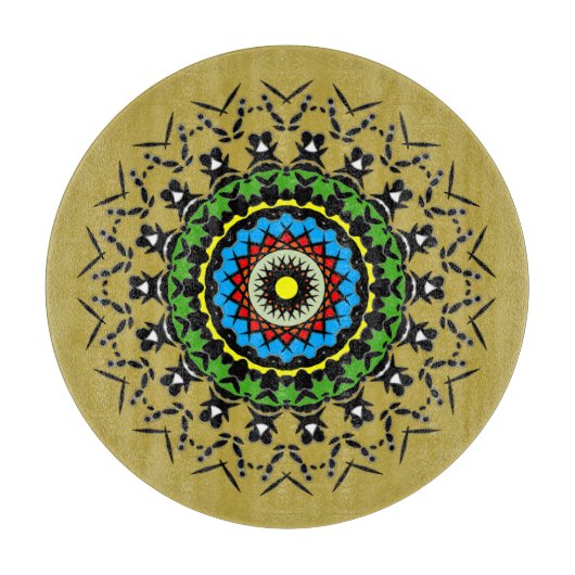 Blumen-Mandala Nahtlos Schneidebrett (Vorderseite)