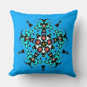 Blumen-Mandala nahtlos Türkis Kissen