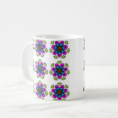 Blumen-Mandala-Nahtloses Muster Kaffeetasse (Vorderseite Links)