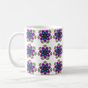 Blumen-Mandala-Nahtloses Muster Kaffeetasse