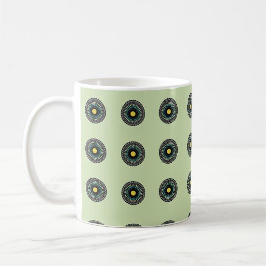 Blumen-Mandala-Nahtloses Muster Kaffeetasse (Links)