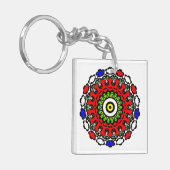 Blumen-Mandala-Nahtloses Muster Schlüsselanhänger (Vorderseite links)