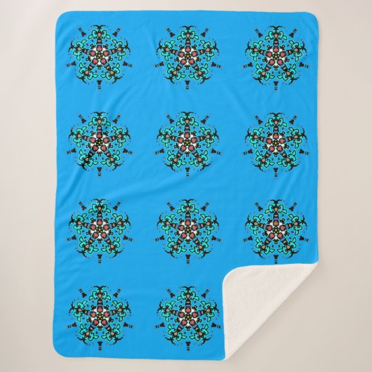 Blumen-Mandala-Nahtloses Muster Sherpadecke (Vorderseite)