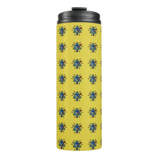 Blumen-Mandala-Nahtloses Muster Thermosbecher (Vorderseite)
