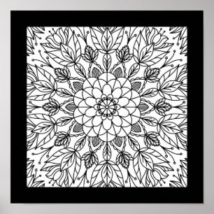 Blumen-Mandala-Spaß-Party-Plakat zum Färben von Ku Poster