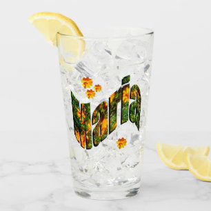 Blumen-Maria-Name-Logo, Glas