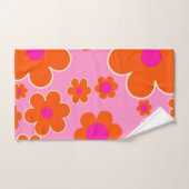Blumen Market Amsterdam Retro Blume Rosa Orange Badhandtuch Set (Handtuch)