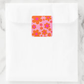 Blumen Market Amsterdam Retro Blume Rosa Orange Quadratischer Aufkleber (Tasche)