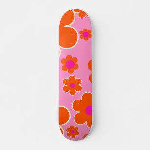 Blumen Market Amsterdam Retro Blume Rosa Orange Skateboard