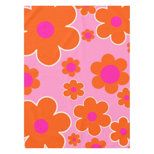 Blumen Market Amsterdam Retro Blume Rosa Orange Tischdecke (Vorderseite)