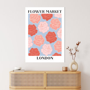 Blumen Market London Blush Pink Rote Rosen Bloral Leinwanddruck