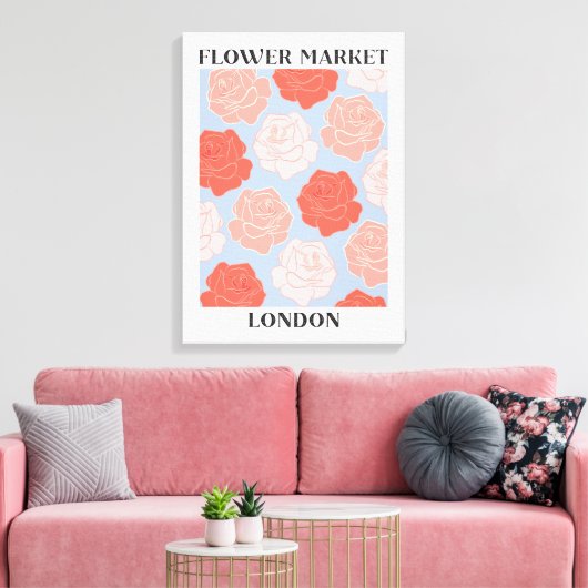 Blumen Market London Blush Pink Rote Rosen Bloral Leinwanddruck (Insitu (Wohnzimmer))