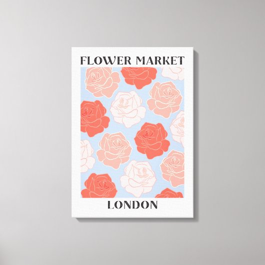 Blumen Market London Blush Pink Rote Rosen Bloral Leinwanddruck (Vorderseite)