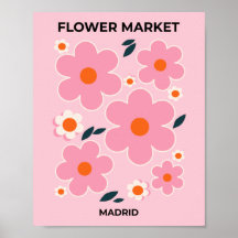 Blumen Market Madrid Farbenfroh Rosa Rosa Orange