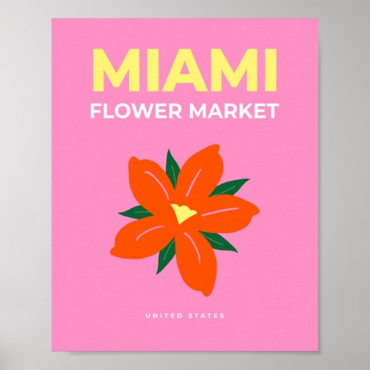 Blumen Market Miami Pink Orange Preppy Floral Poster (Vorne)