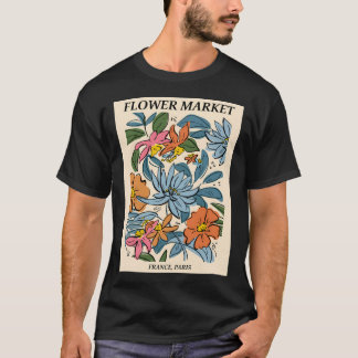 Blumen Market Print Paris Abstrakte Blume Kunst T-Shirt