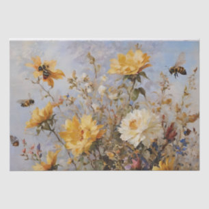 Blumen mit Bienen Decoupage Seidenpapier