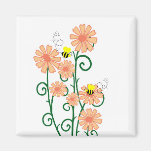 Blumen mit Bienenmagneten Magnet