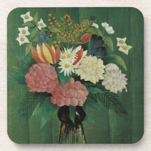 Blumen mit Efeu von Henri Rousseau, Vintage Floral Getränkeuntersetzer