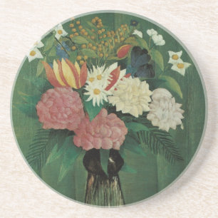 Blumen mit Efeu von Henri Rousseau, Vintage Floral Sandstein Untersetzer