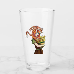 Blumen mit einem Drachen sammeln Glas