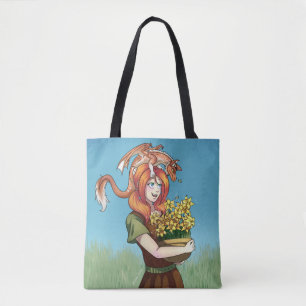 Blumen mit einem Drachen sammeln Tasche