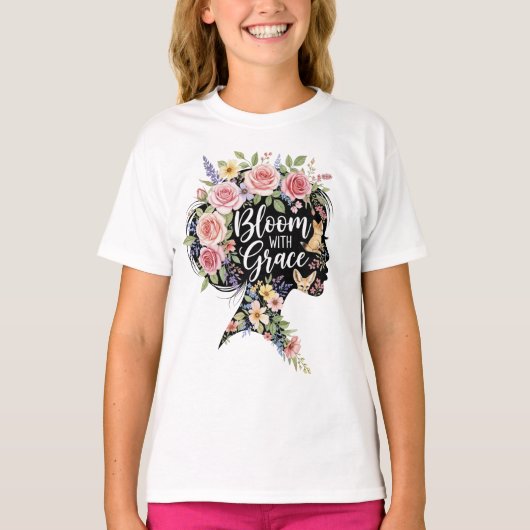 Blumen mit Grace Elegante florale Inspiration Kuns T-Shirt (Vorderseite)