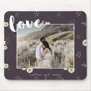 Blumen mit Liebe Typografie Foto Mousepad