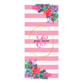 Blumen mit pastellrosa Streifen Werbekarte