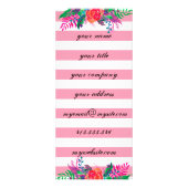 Blumen mit pastellrosa Streifen Werbekarte (Hinten)