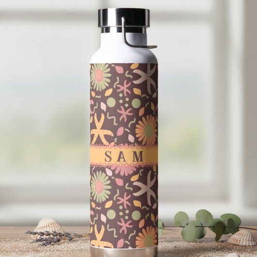 Blumen mit Seestern Trinkflasche