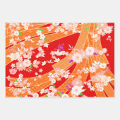 Blumen-Mix-Kimono-Muster Geschenkpapier Set (Vorderseite 2)