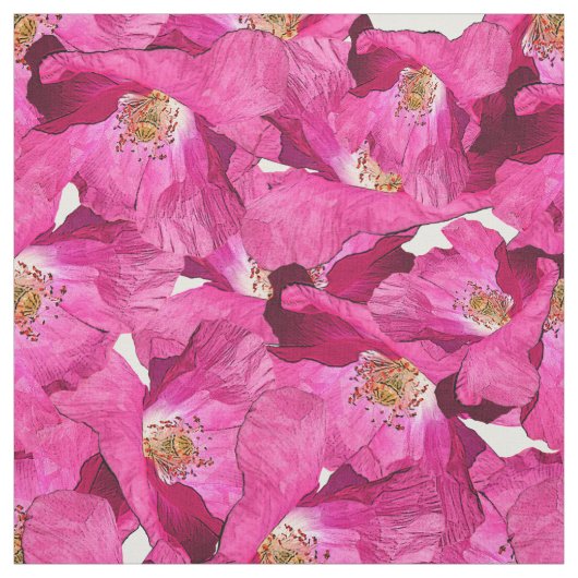 Blumen-Mohn rosa Muster. Stoff (Muster)