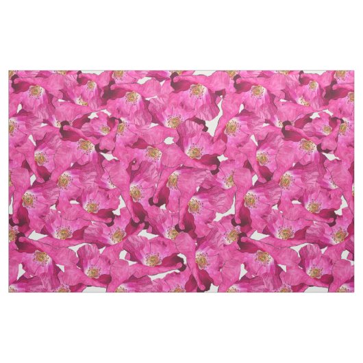Blumen-Mohn rosa Muster. Stoff (Fat Quarter (45,7 x 55,9 cm))