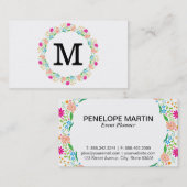 Blumen | Monogramm 2 Visitenkarte (Vorne/Hinten)