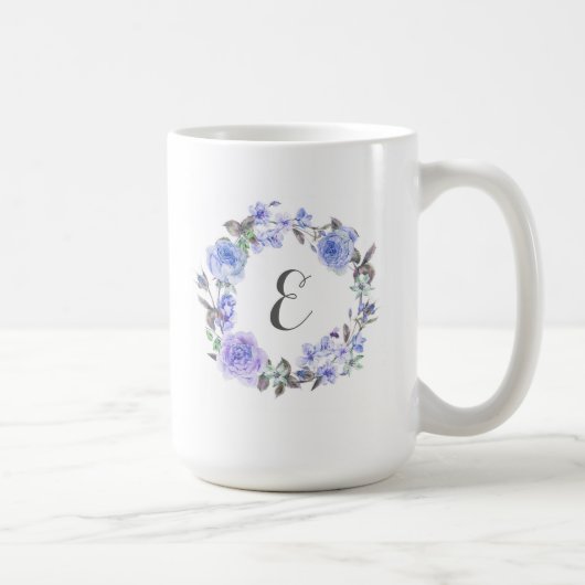 Blumen| Monogramm des lila Pastellwatercolor- Kaffeetasse (Rechts)