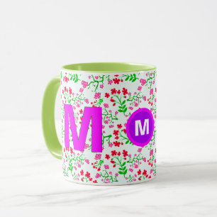 Blumen-Monogramm-Initiale-Kaffeetasse für Mädchen Tasse