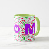 Blumen-Monogramm-Initiale-Kaffeetasse für Mädchen Tasse (VorderseiteRechts)